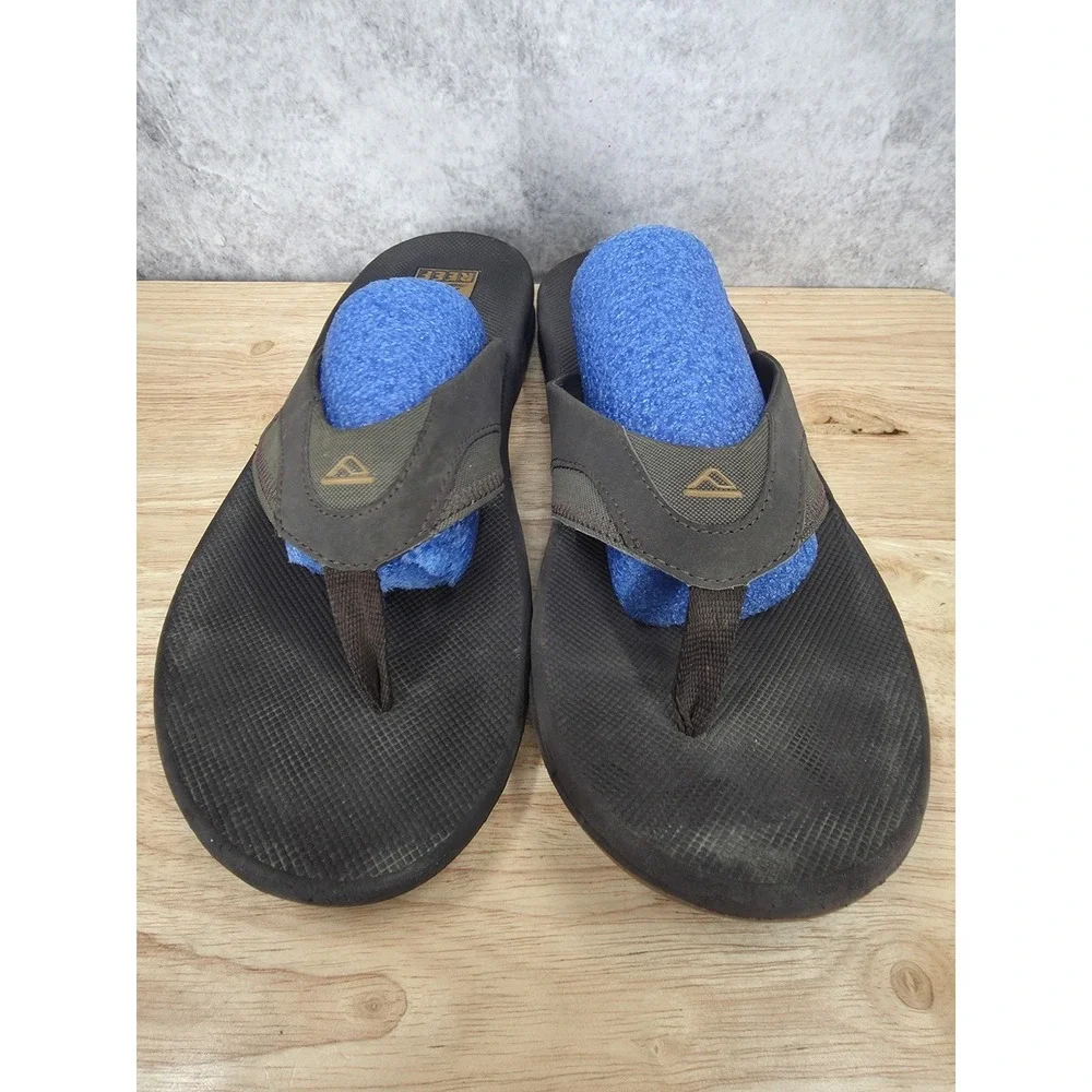 Reef Fanning Sandals Mens 13 Black Thong Flip Flops Comfort Bottle Opener